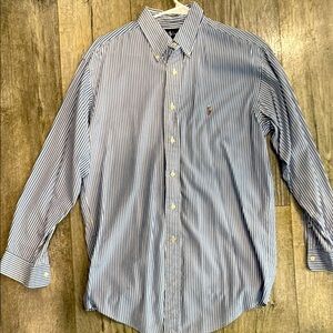 Vintage 80’s Ralph Lauren Blue and White Casual Button Down Shirt